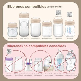 Maymom Tapas Roscadas de Viaje con Disco de Sellado Reescribible, Compatibles con Avent y Biberones Maymom de Boca Ancha, 4 pzs. (Caqui)
