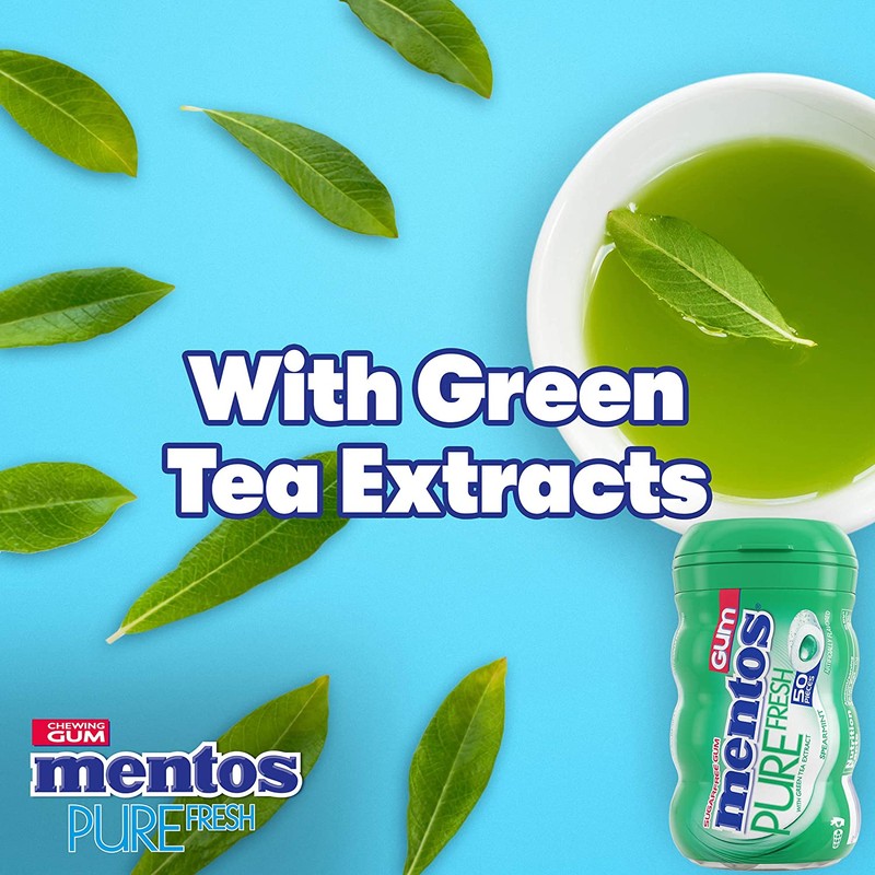 Mentos Pure Fresh Sugar-Free Chewing Gum with Xylitol, Spearmint, 15