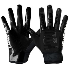 Youper Elite Football Gloves, Pro Receiver Golves for Men & Youth Boys (Black, Medium)