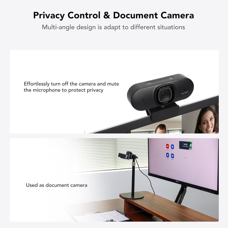 Nuroum V32AF 4K Webcam, Auto Focusing/Field of View Adjustable/Auto Framing/1080P