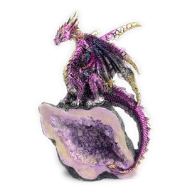 Ain't It Nice Dragon Statue Rock Faux Geode Cavern brillante medieval coleccionable Fantasy Dragon Figurine Decoración, morado 3.5 (L) x 2.5 (W) x 5.5 (H)