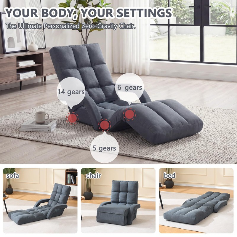 FLOGUOR Adjustable Floor Gaming Chair for Adults with Armrests &