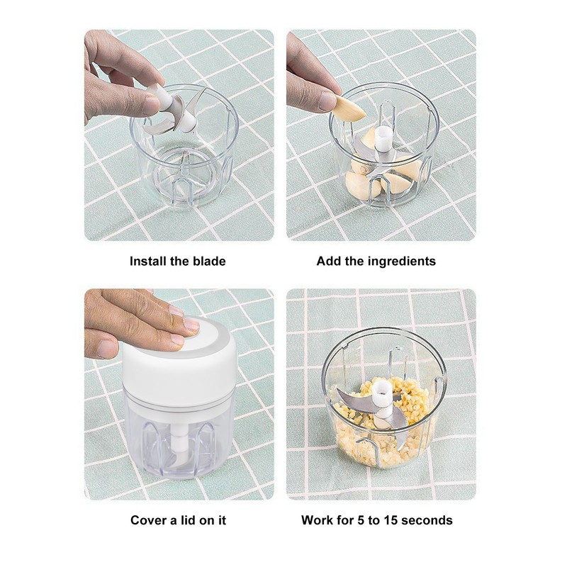 Mini Electric Garlic Chopper Large Capacity Powerful Motor 304 Stainless