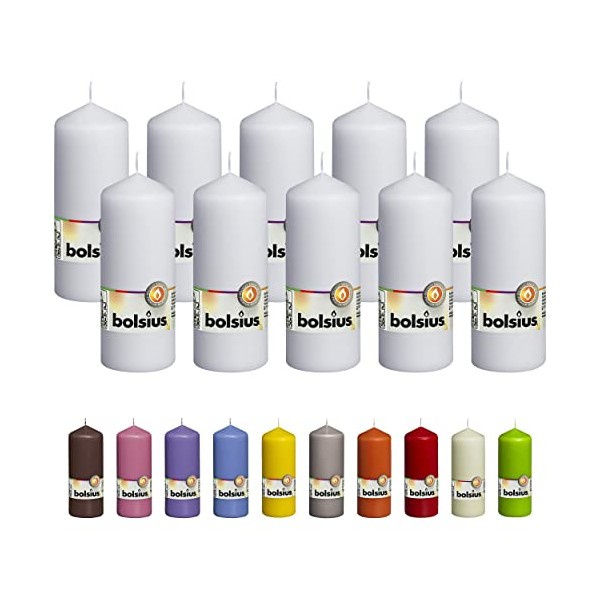 BOLSIUS 10 White Pillar Candles - 2.25 x 6 Inches