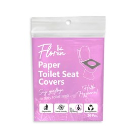 Floren Disposable Toilet Seat Covers | Non-Slip Individually Wrapped for Travel | Perfect for Potty Training | 100% Biodegradable | Toilet Seat Cover Disposable | 20 Pack