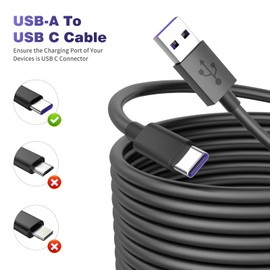 iMangoo USB to USB C Power Cable for CCTV Camera,33FT/10M Type C Power Extension Cable for Xiaomi Mi Security Camera Outdoor Indoor Cord with 10 Wire Clips Cable Nails, No Data Transfer Support,Black