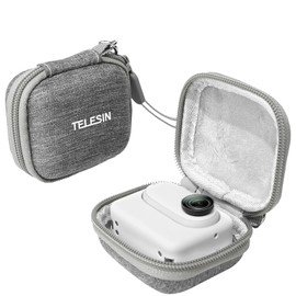 TELESIN Small Mini Bag for Insta360 GO3 Go2 DJI Osmo Action 4 Action 3 Camera, Protective Case Also Suitable for GoPro Hero 12 11 10 9 Black Lens Protector Accessories Portable Easy Carry, gray, Other