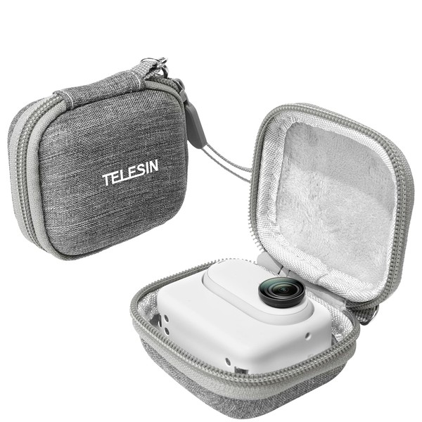 TELESIN Small Mini Bag for Insta360 GO3 Go2 DJI Osmo Action 4 Action 3 Camera, Protective Case Also Suitable for GoPro Hero 12 11 10 9 Black Lens Protector Accessories Portable Easy Carry, gray, Other