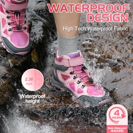 R CORD Kids Water Resistant Hiking Boots Girls Anti Collision Anti-Skid Athletic Outdoor Ankle Adventure Trekking Boots Pink 11 Little Kid