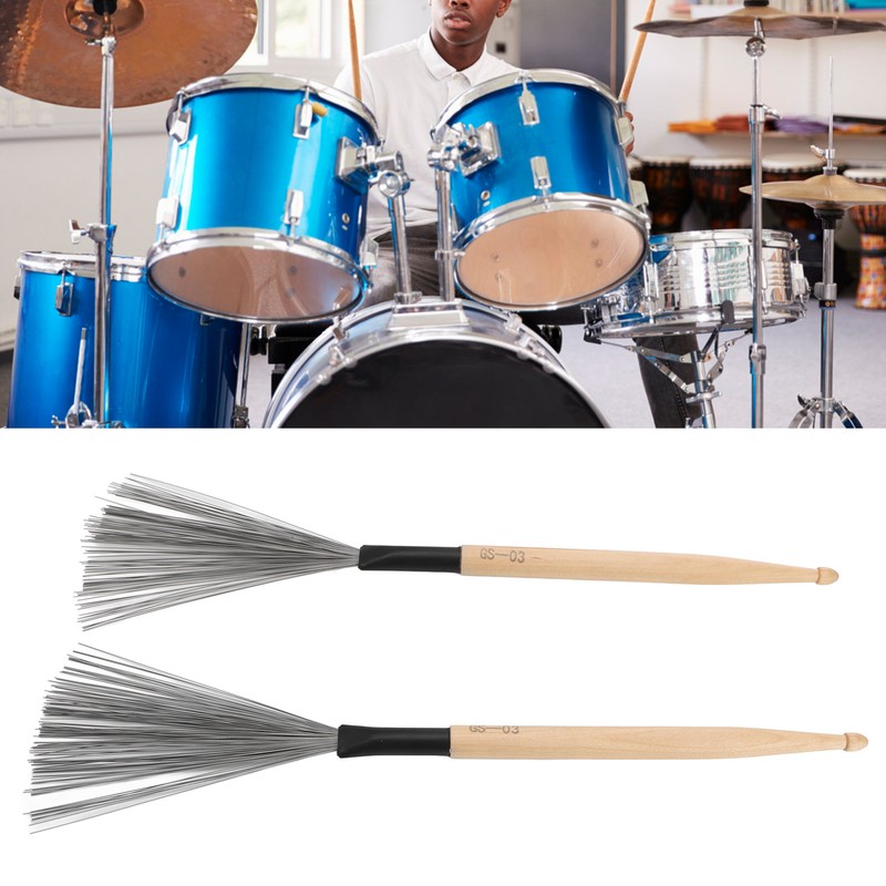 2PCS Drum Brush Double Headed Dual Purpose Maple Drumstick Rubber