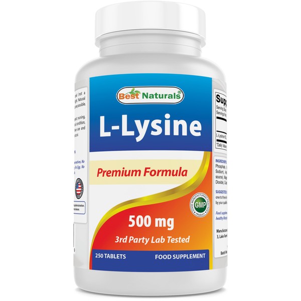 Best Naturals L-Lysine 500 mg 250 Tablets (250 Count (Pack of 2))