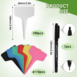 Pack of 160 Plant Signs, T-type Weatherproof Plant Signs and Pen, 6 x 10 cm Plant Signs for Labelling, Plant Stakes for Outdoors, Weatherproof Plastic for Vegetables, Herbs, Flowers