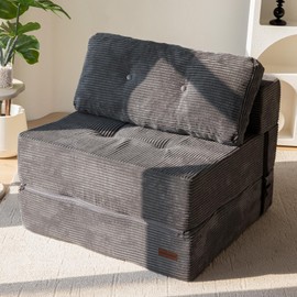 MAXYOYO Folding Sofa Bed, Convertible Sofa Bed with High-Density Support Foam, Portable 4 in 1 Fold Out Chair to Floor Bed, Versatile Floor Sofa Couch for Living Room Bedroom, Dark Grey