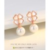 TIFLA Women's Earrings, Pearl, Dangling, 925 Silver, Four Leaf Clover,