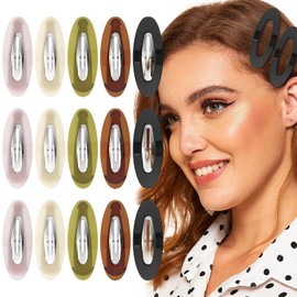 15 Pcs 3.15 Inch Oval Snap Hair Clips Big Water Drop Shape Hair Barrettes Ellipse Resin Hair Grips Vintage Bobby Pins Decorative Metal Hair Styling Accessories for Thick Thin Fine Hair Women Girls
