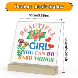 Inspirational Gifts for Teenage Girls Floral Sign Acrylic Plaque with Stand Mothers Day Presents Motivational Christmas Birthday Gifts for Daughter Sister Niece Friend Friendship Graduation Gifts