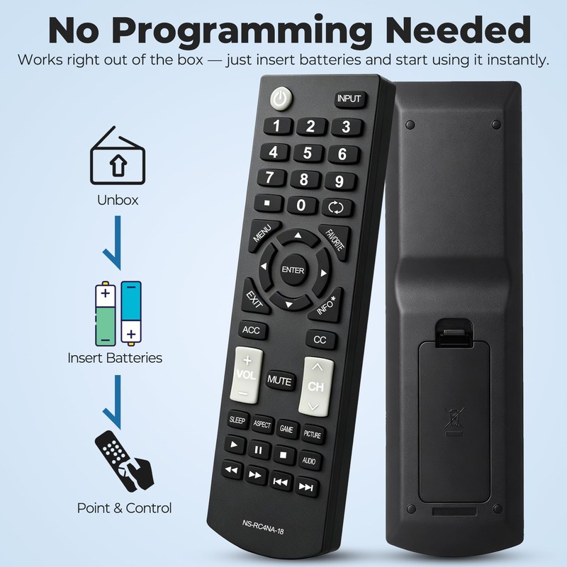 Replacement Insignia TV Remote NS-RC4NA-18, Universal Remote Control for Insignia