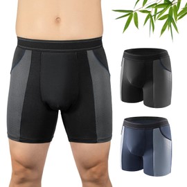 CARER Healthcare Incontinence Pregnancy Carer Mens Incontinence Underwear for Bladder Leak Protection 80ML Incontinence Underwear for Men Washable Breathable Leak Proof Underwear for Men Urinary Incontinence Boxer Shorts (Black/Blue, S)