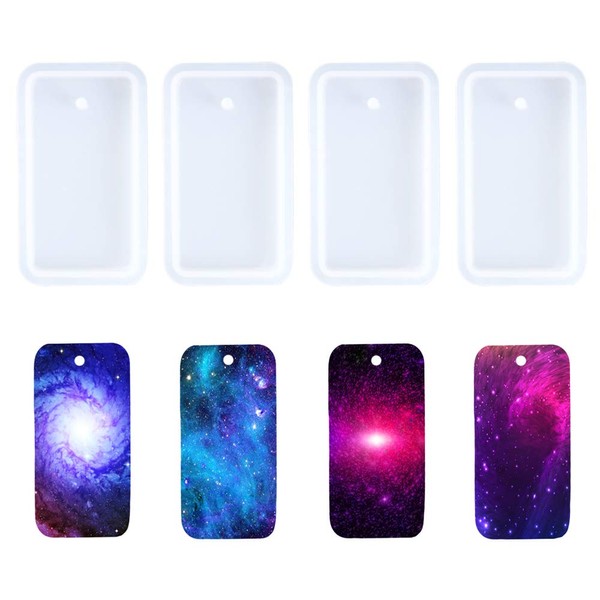 Nifocc Rectangle Keychain Silicone Mold Rectangle Keychain Charms Epoxy Resin