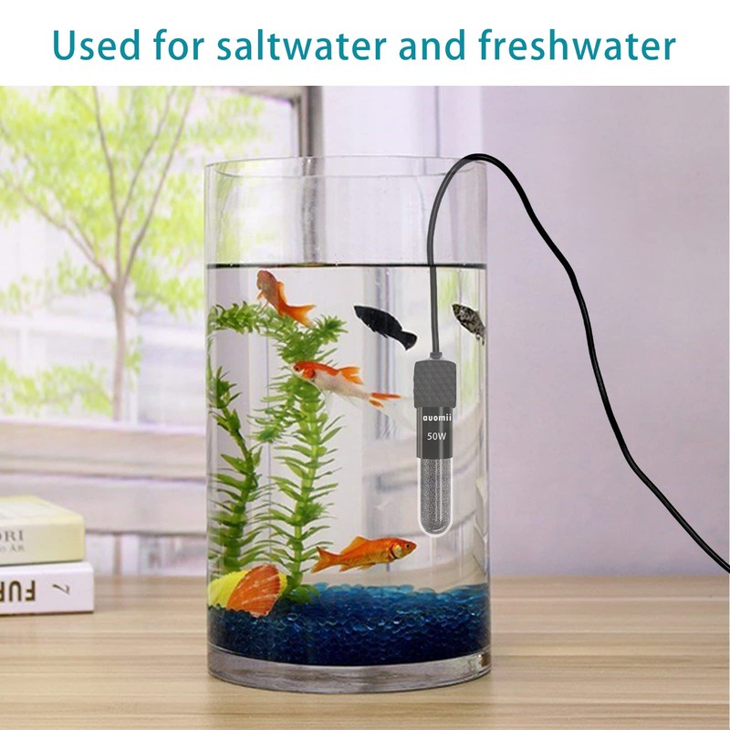 auomii Mini Submersible Aquarium Heater, 25/30/50/100/150/200 Watts Adjustable Fish Tank