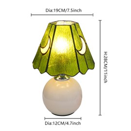 KIPHEPI Mushroom Lamp Stained Glass Lamp Moon lamp Bedside Table Lamp Night Lamps Tiffany lamp Cute Small Nightstand Desk lamp for Home Decor Study Living Bedroom Gift, Included E26 Bulb (W-1063)