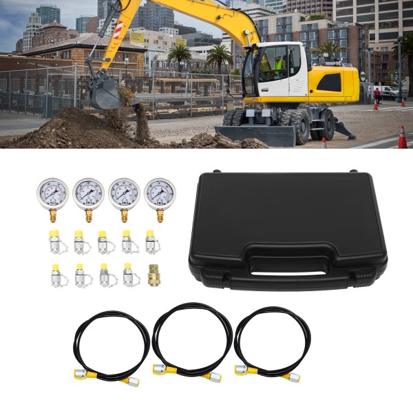 Unbranded Hydraulic Pressure Test Kit Diagnostic 4 Gauge 3 Coupling