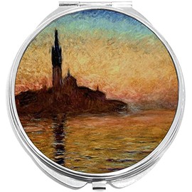 NewCharms Monet Dusk Venice Compact with Mirrors - Perfect Pocket and Purse Size Folding Mirror for Applying Make Up Anywhere