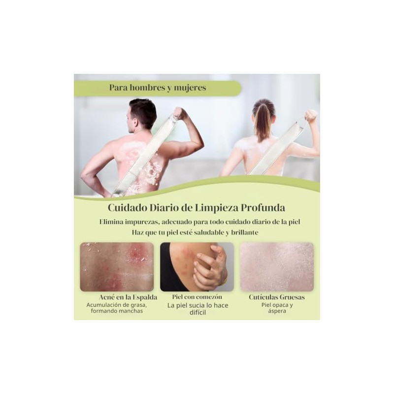 Esponja de lufa natural para la espalda, exfoliante corporal, exfoliante