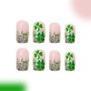 Glitter St. Patrick's Day Press on Nails Green Clover Fake