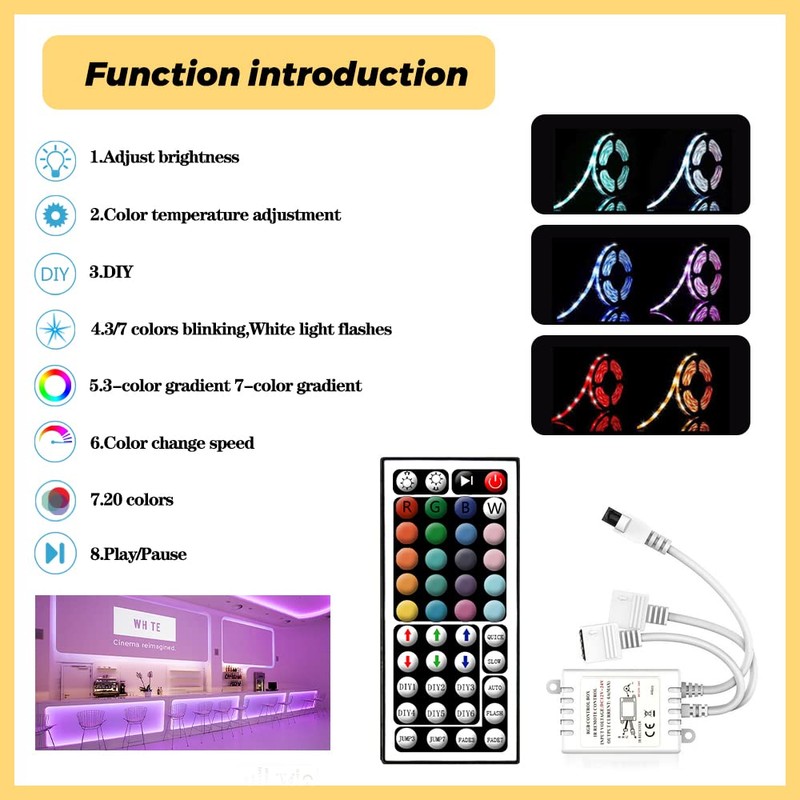 Arotelicht LED Strip Controller RGB with 44 Key IR Remote