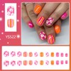 24Pcs Square Press on Nails Short Fake Nails Flower with