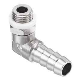 M METERXITY Hose Fitting - 90 Degree Angle Nickel Plated 8mm Barbed Pipe Connector with Hose for Gas (M10 x 1 Male Thread)