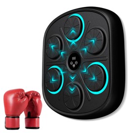 OurStarry 2025 New Model Smart Music Boxing Machine for Adults and Kids, Training Machine with LED Electronic Wall Mounted, Home Indoor Workout Equipment with Premium Boxing Gloves (Black 03)