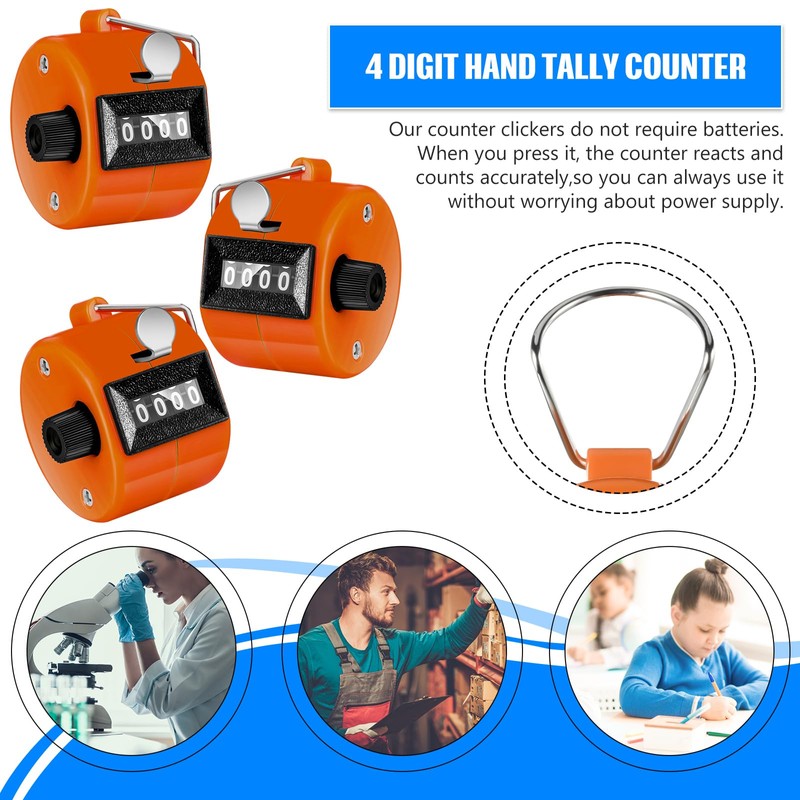 6 Pack Hand Tally Counter 4 Digit Mechanical Palm Click