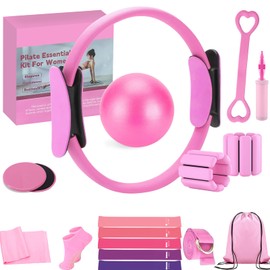 VIOXIA Pilates Kit for Home Workouts – Pilates Equipment Set with Ring, Ball, Resistance Bands, Pilates Accessories, Pilates Essentials Kit for Women, Pilates Sets for Home Exercise（Pink）