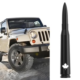 Canada Design Car Truck Bullet Antenna for Jeep Wrangler Gladiator JL JK JT Rubicon Sahara Unlimited Sport 4xe Willys Mojave 2007-2025 Short Antenna Replacement Accessories (Black)