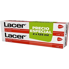 LACER Pack of 2 Fluorine Toothpaste for Plaque and Tooth Decay 2 Tubes 125ml 250ml