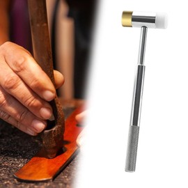 ａ aternee Jewelry Hammer,Hammer Tapping Block,Lightweight,Brass Faces Multipurpose Mallet Tool Flooring Mallet for Tile Jewelry Making