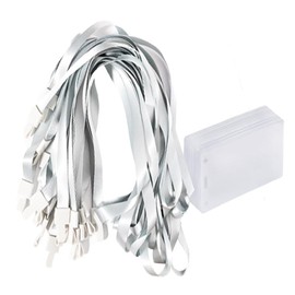 SAASDAD 20 Clear Plastic Vertical Name Tag Badges and 20 Lanyard ID Cards Reusable Lanyard for Business, School and Conferences (Gray), Grizzly