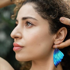 Colorful Butterfly Leather Dangle Earrings for Women Animal Butterfly Wings Drop Earrings Lightweight Earrings Accessories (Style C)