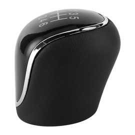 Kuuleyn Shift knob, plastic and leather, black, 6-speed, great hand feeling, car gear shift knob, handball lever, accessories, suitable for C-MAX/Focus/Grand C/Kuga