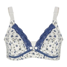 Women’s Nursing Bra,Front Pre Opening Buckle Non Wire Cotton Lace Anti Sag Breast Bravely Extra Soft Organic Cotton Nursing and Maternity Sleep Bra(38/85-Blue)