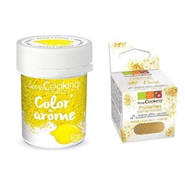 Yellow Food dye Lemon Flavor 10 g + Edible Golden Glitter