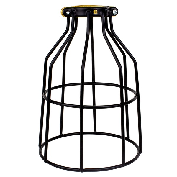 Newhouse Lighting WLG1B Ca Metal Guard for Ceiling Fan, Pendant String Light and Vintage Lamp Shades/Cover, Industrial Wire Fixture Iron Bird Cage, 1 Count (Pack of 1), Black