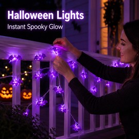 Halloween LED String Lights for Indoor & Outdoor Decor – 20-Light Battery Operated 10FT Garland with Pumpkin, Skull & Ghost Designs