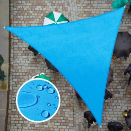 ColourTree 11' x 15' x 18.6' Custom Size Blue TADT12 Triangle Waterproof Sun Shade Sail UPF50 Canopy Awning Shelter, 95% UV Blockage Water Resistant, Outdoor Patio Garden Carport (We Customize)