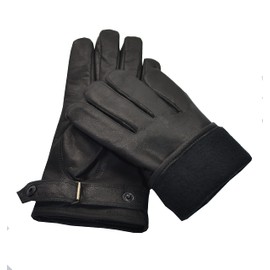 Desert Hawk Tactical German Army Gloves Made of Goatskin Leather Lined for Winter, black