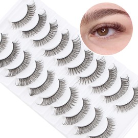Oreola Russian Strip Lashes Wispy Strip Lashes that Look Like Extensions False Eyelashes Natural Look Faux Mink Eye Lashes Handmade Fake lashes 10 Pairs