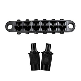 OVSAL Black Tune-O-Matic Guitar Bridge with Stainless Steel Saddles Studs M8 Metric Thread 6 String Fixed Bridge Compatible with Les Paul Lp Ep Style Electric Guitar Bridges Replacement Parts