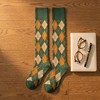 RosyClouds Womens Girls Knee High Socks Green Vintage Argyle Novelty